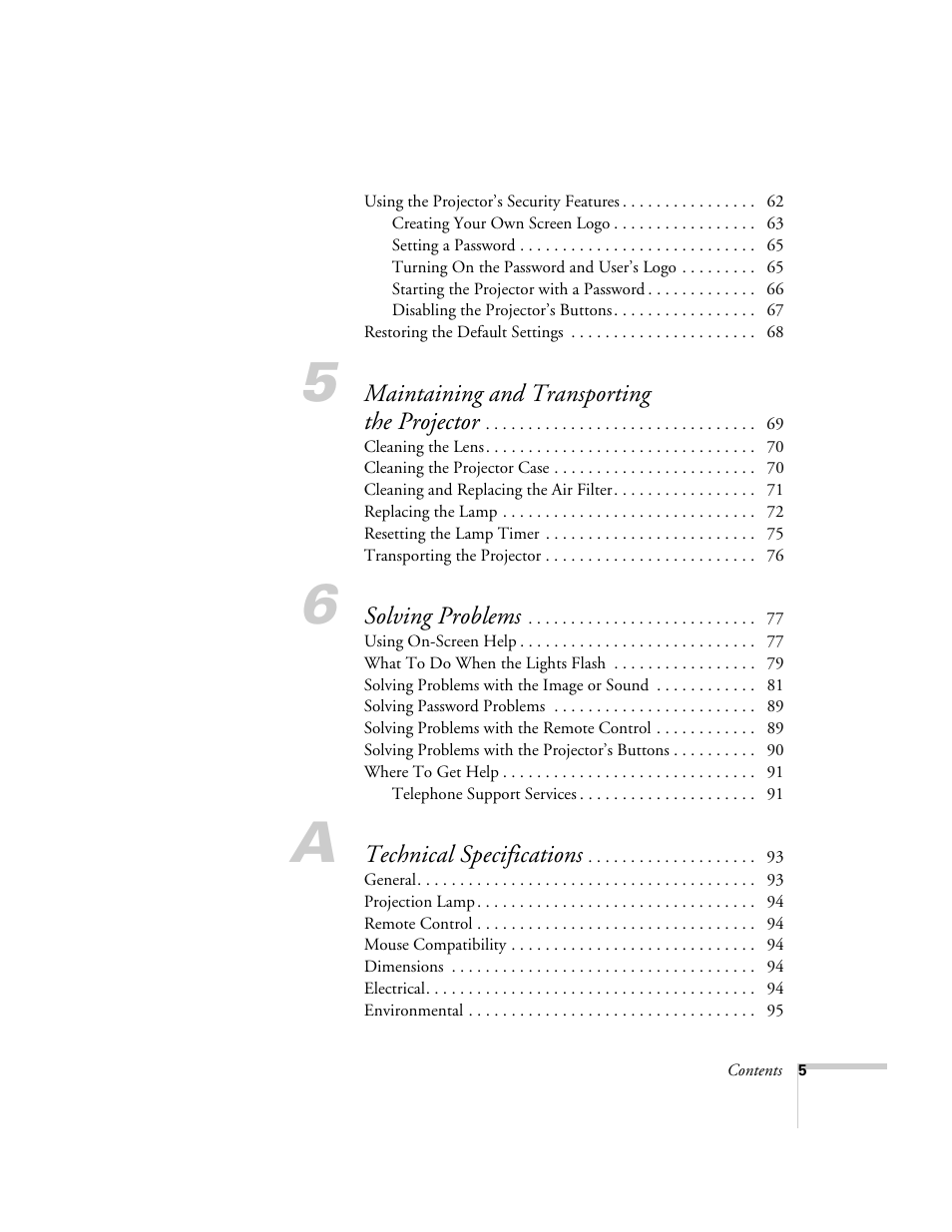 Epson 821p User Manual | Page 5 / 112