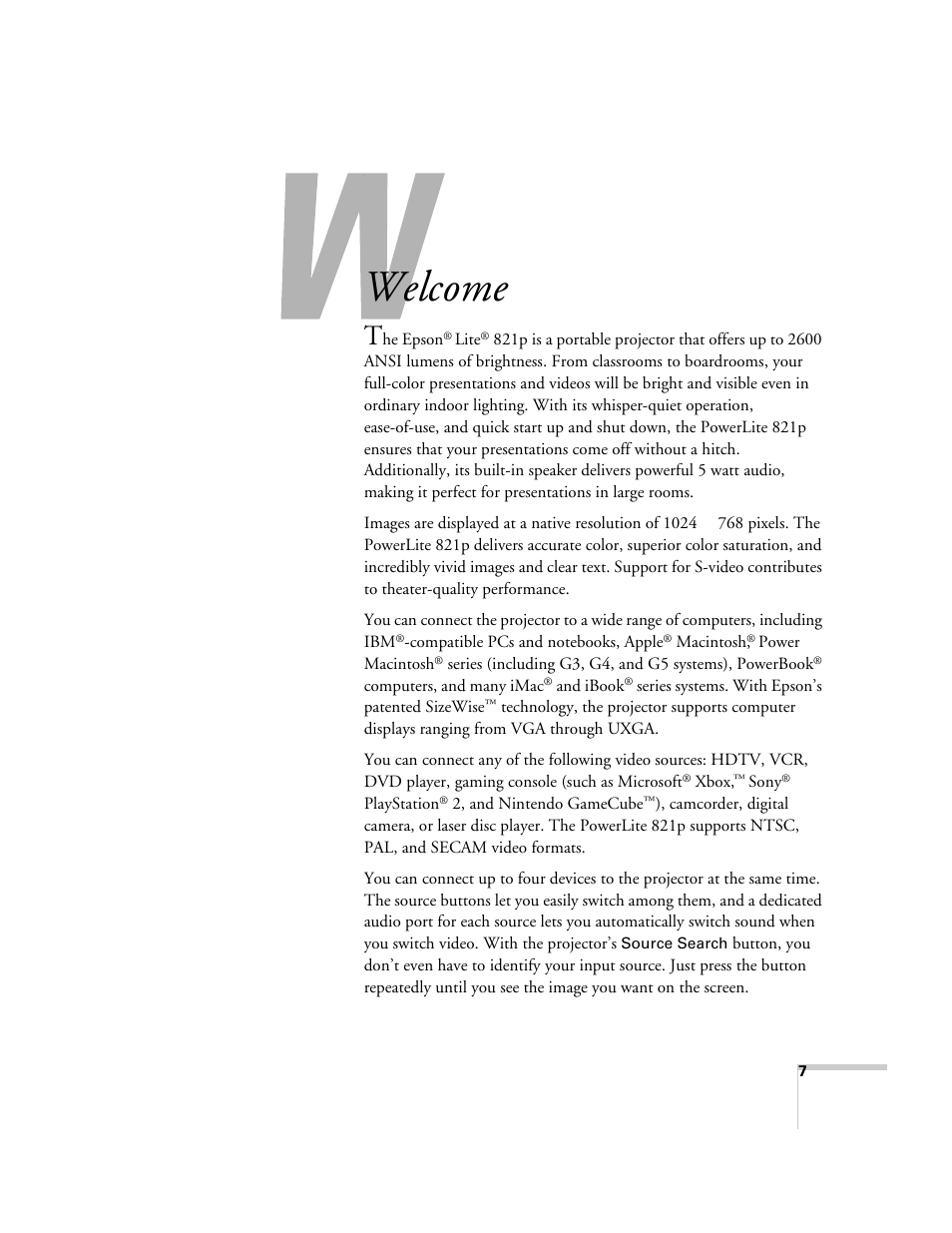 Welcome | Epson 821p User Manual | Page 7 / 112