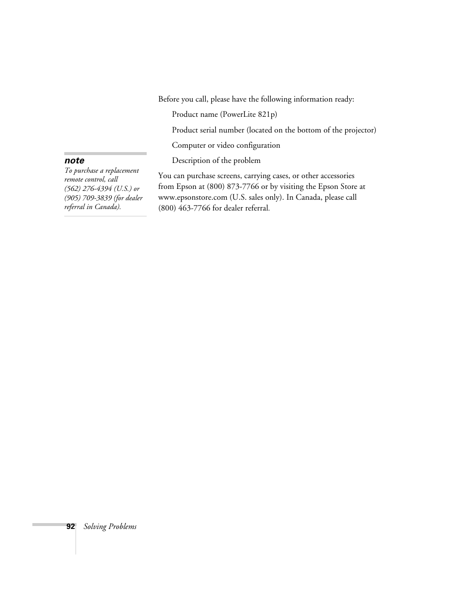 Epson 821p User Manual | Page 92 / 112