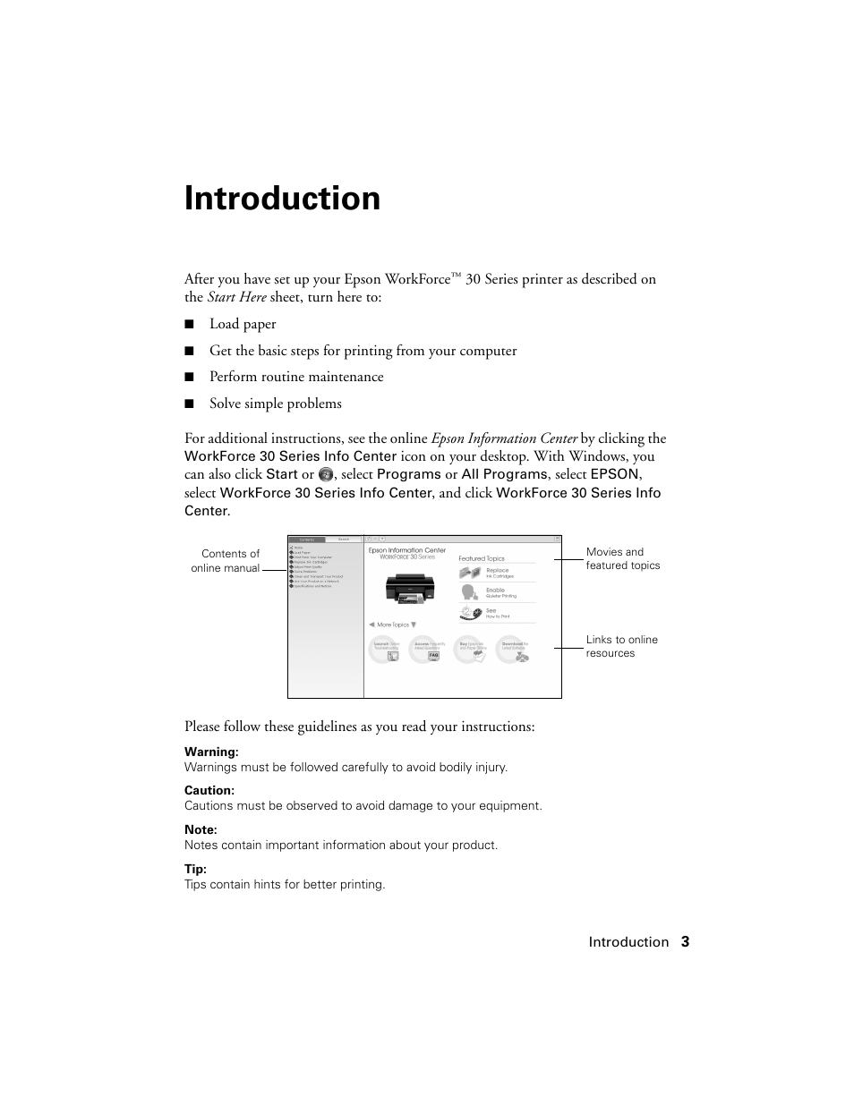 Introduction | Epson WorkForce 30 Series User Manual | Page 3 / 36