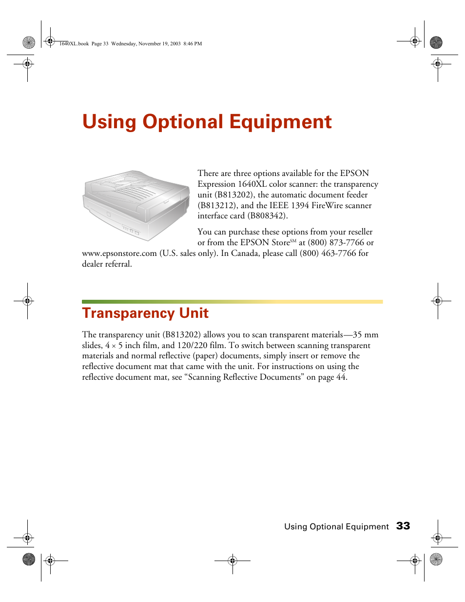 Epson EXPRESSION 1640XL User Manual | 21 pages