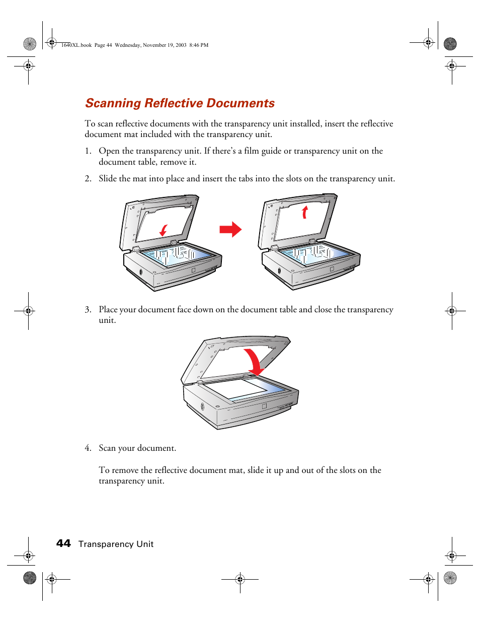 Scanning reflective documents | Epson EXPRESSION 1640XL User Manual | Page 12 / 21