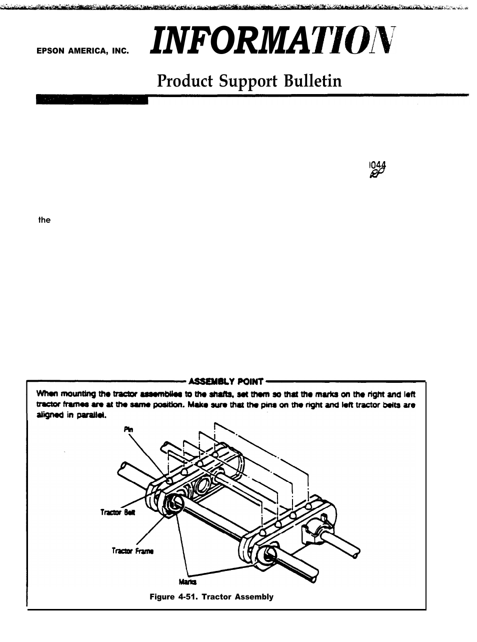 P-00044-tractor pin alignment, Informa, Product support bulletin | Epson | Epson 950 User Manual | Page 7 / 18