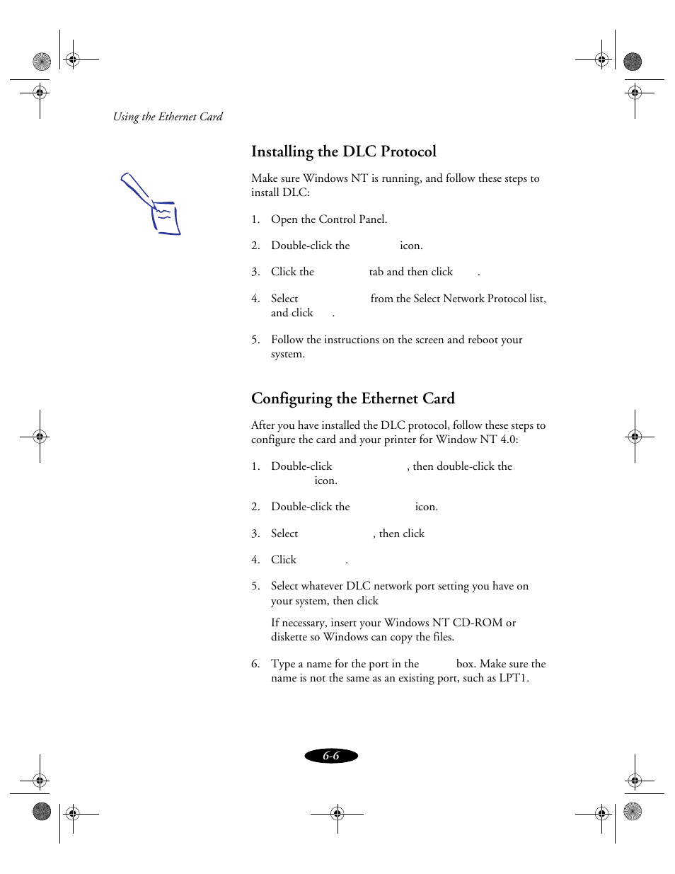 Installing the dlc protocol, Configuring the ethernet card | Epson 850N User Manual | Page 108 / 179