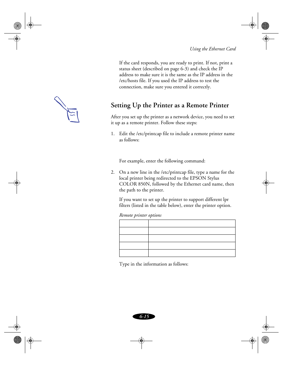 Setting up the printer as a remote printer | Epson 850N User Manual | Page 117 / 179