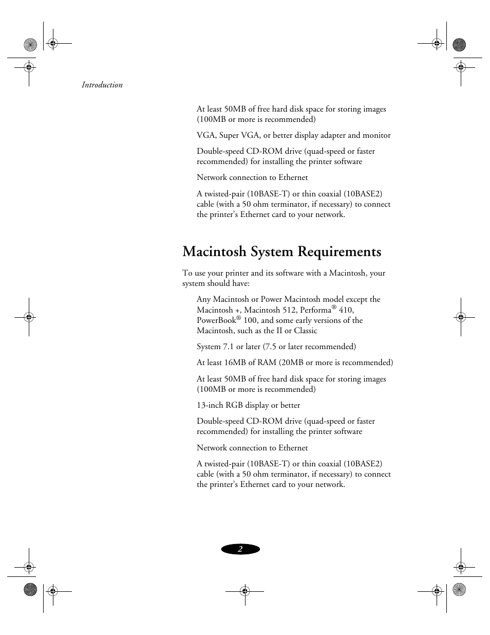 Macintosh system requirements | Epson 850N User Manual | Page 13 / 179