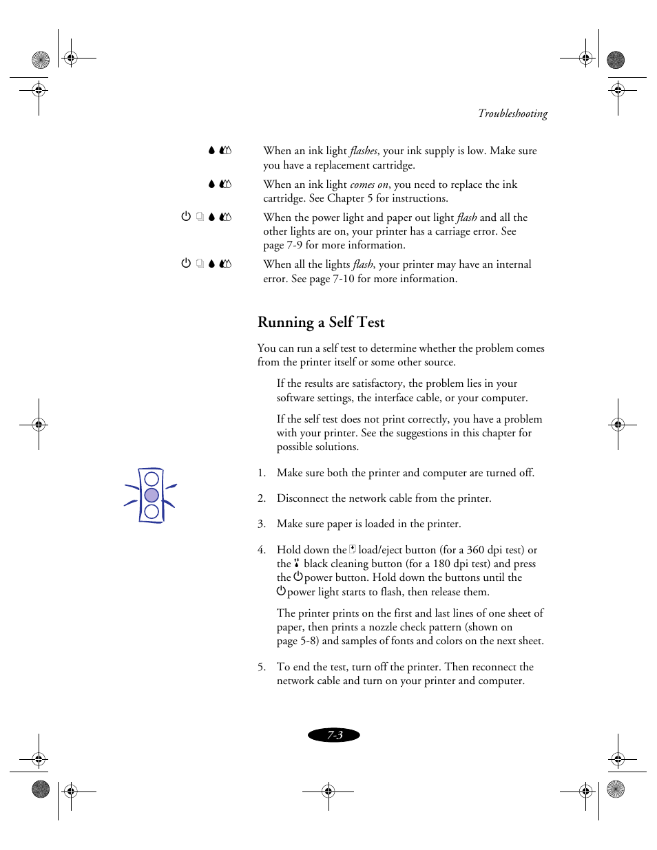 Running a self test | Epson 850N User Manual | Page 131 / 179