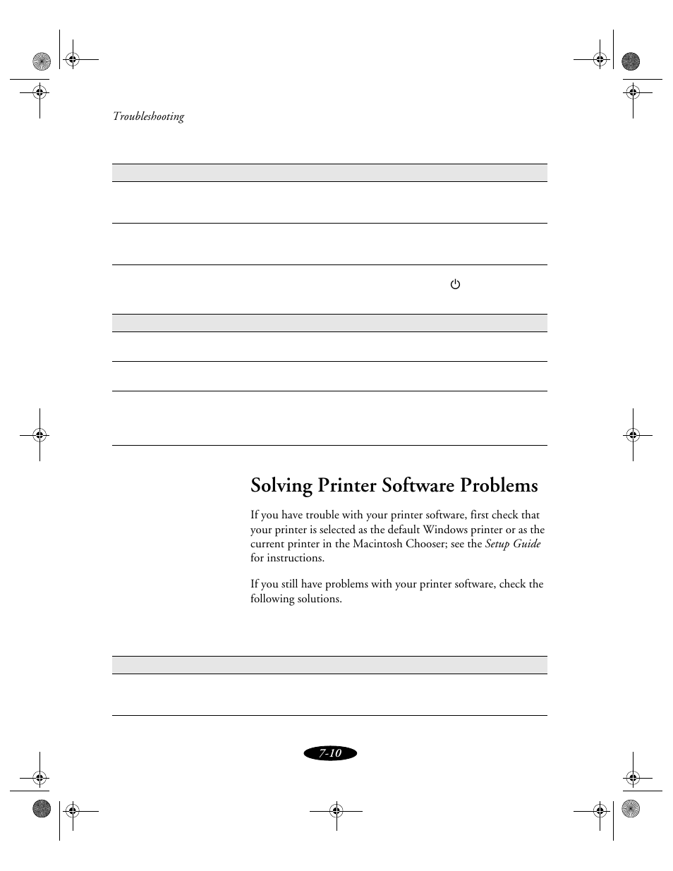 Solving printer software problems | Epson 850N User Manual | Page 138 / 179