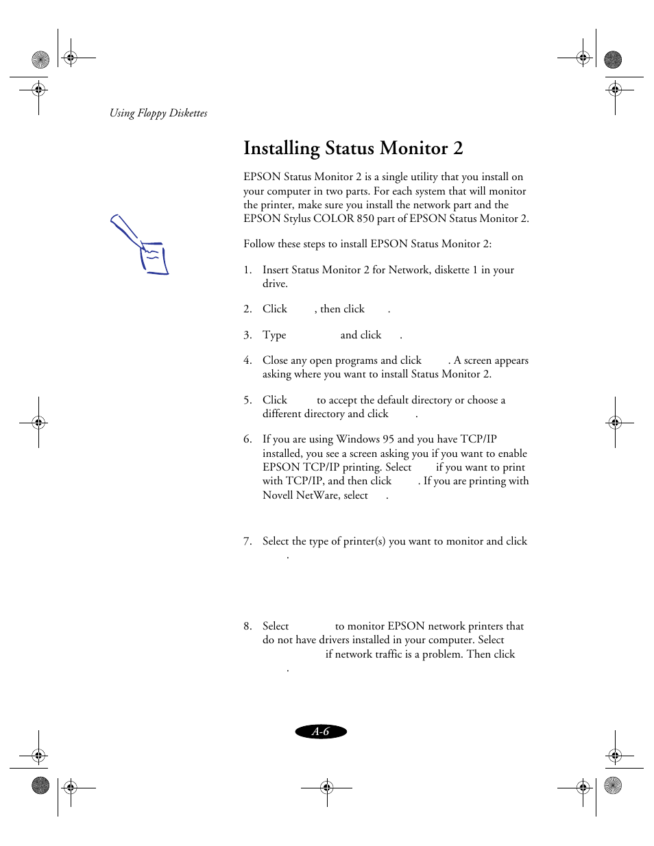 Installing status monitor 2 | Epson 850N User Manual | Page 155 / 179