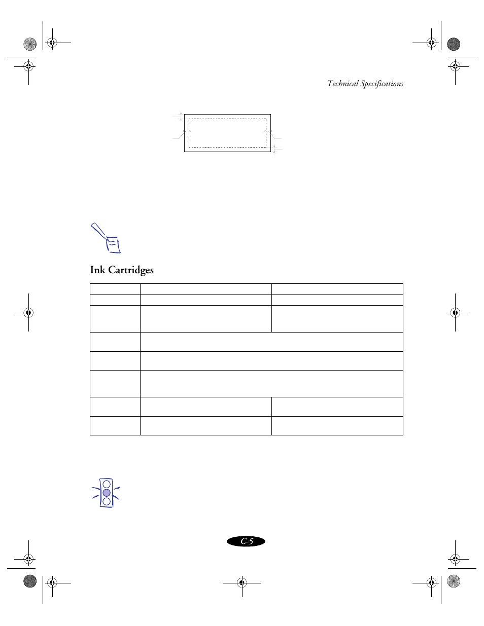 Ink cartridges, Technical specifications c-5 | Epson 850N User Manual | Page 164 / 179