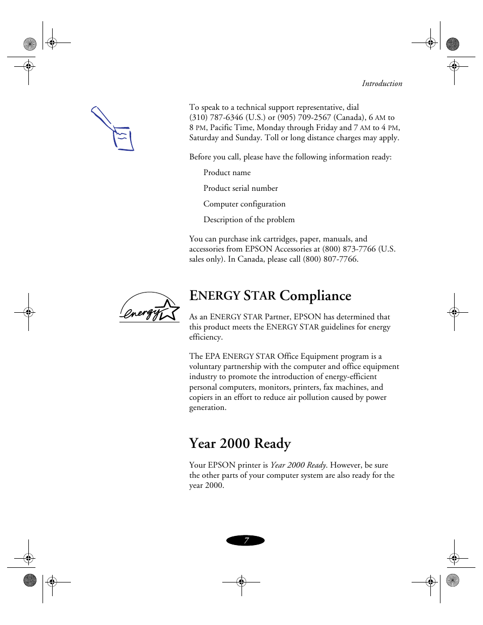 Energy star compliance, Year 2000 ready, Compliance | Nergy | Epson 850N User Manual | Page 18 / 179