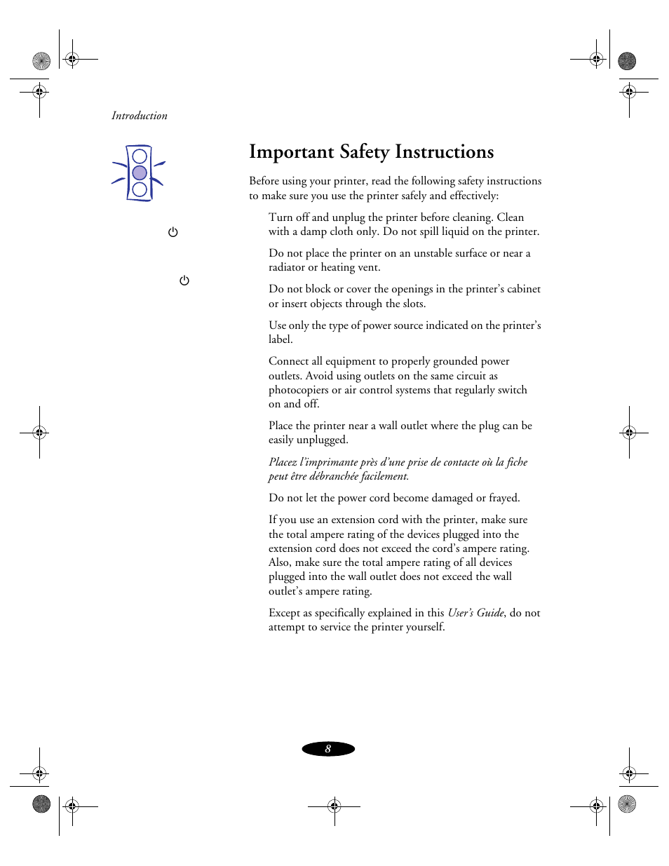 Important safety instructions | Epson 850N User Manual | Page 19 / 179
