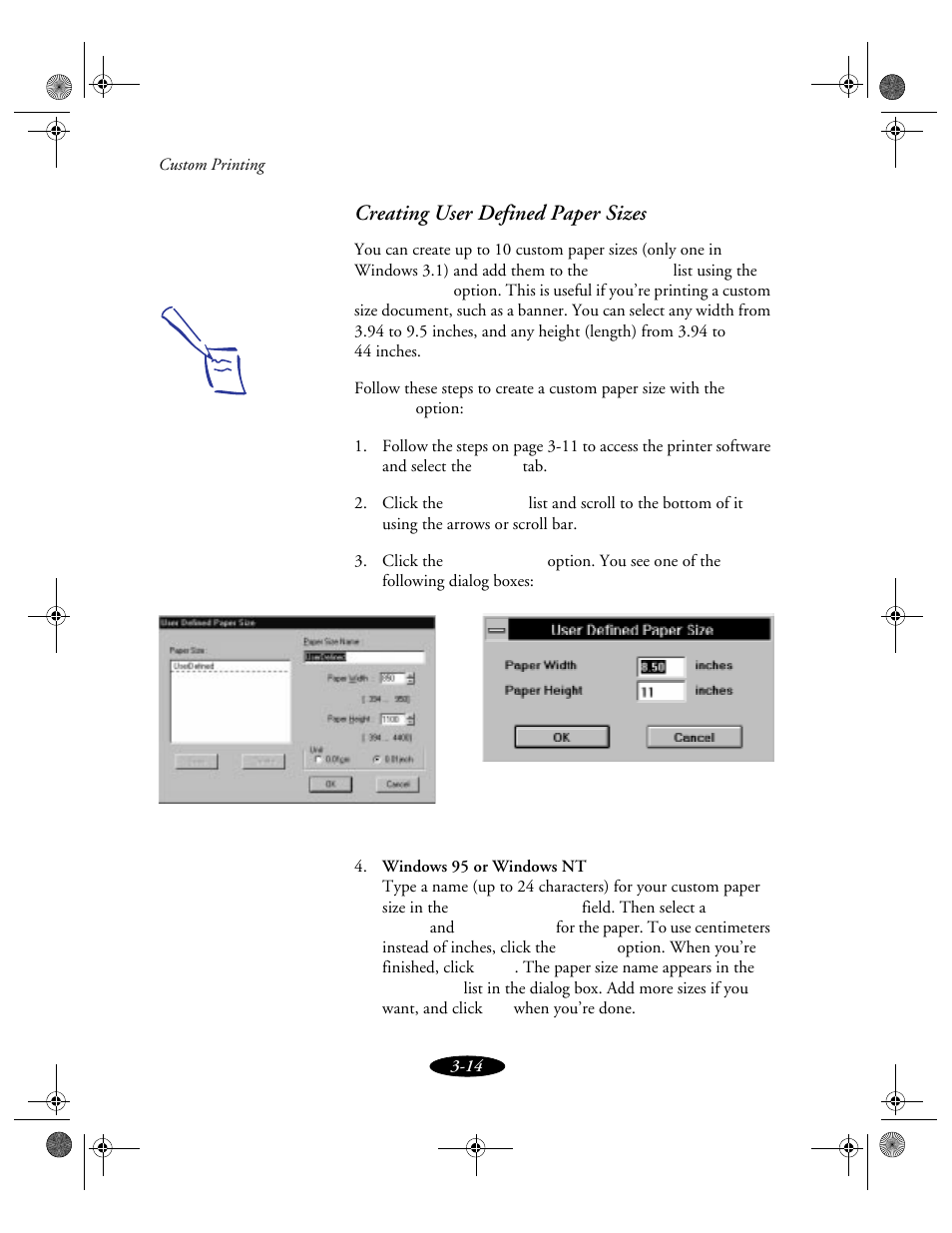 Creating user defined paper sizes | Epson 850N User Manual | Page 51 / 179