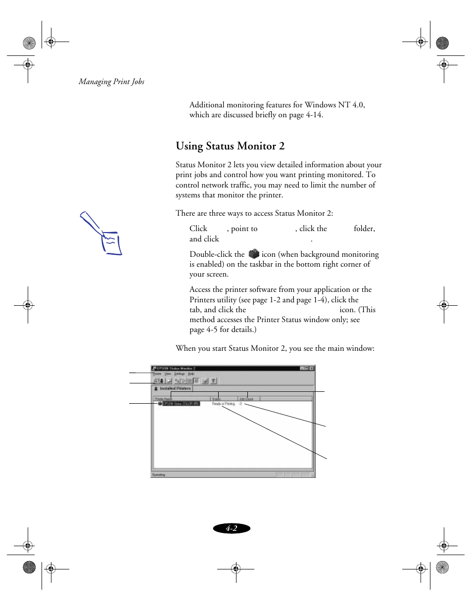 Using status monitor 2 | Epson 850N User Manual | Page 73 / 179