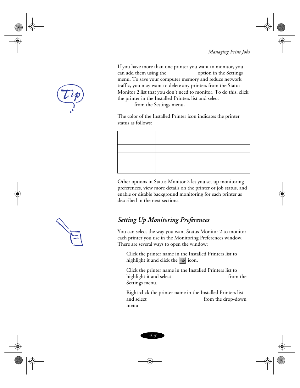 Setting up monitoring preferences | Epson 850N User Manual | Page 74 / 179