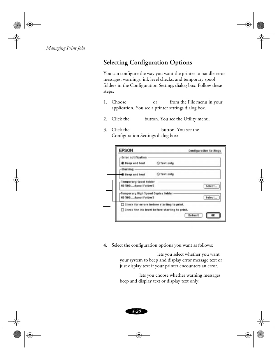 Selecting configuration options | Epson 850N User Manual | Page 91 / 179