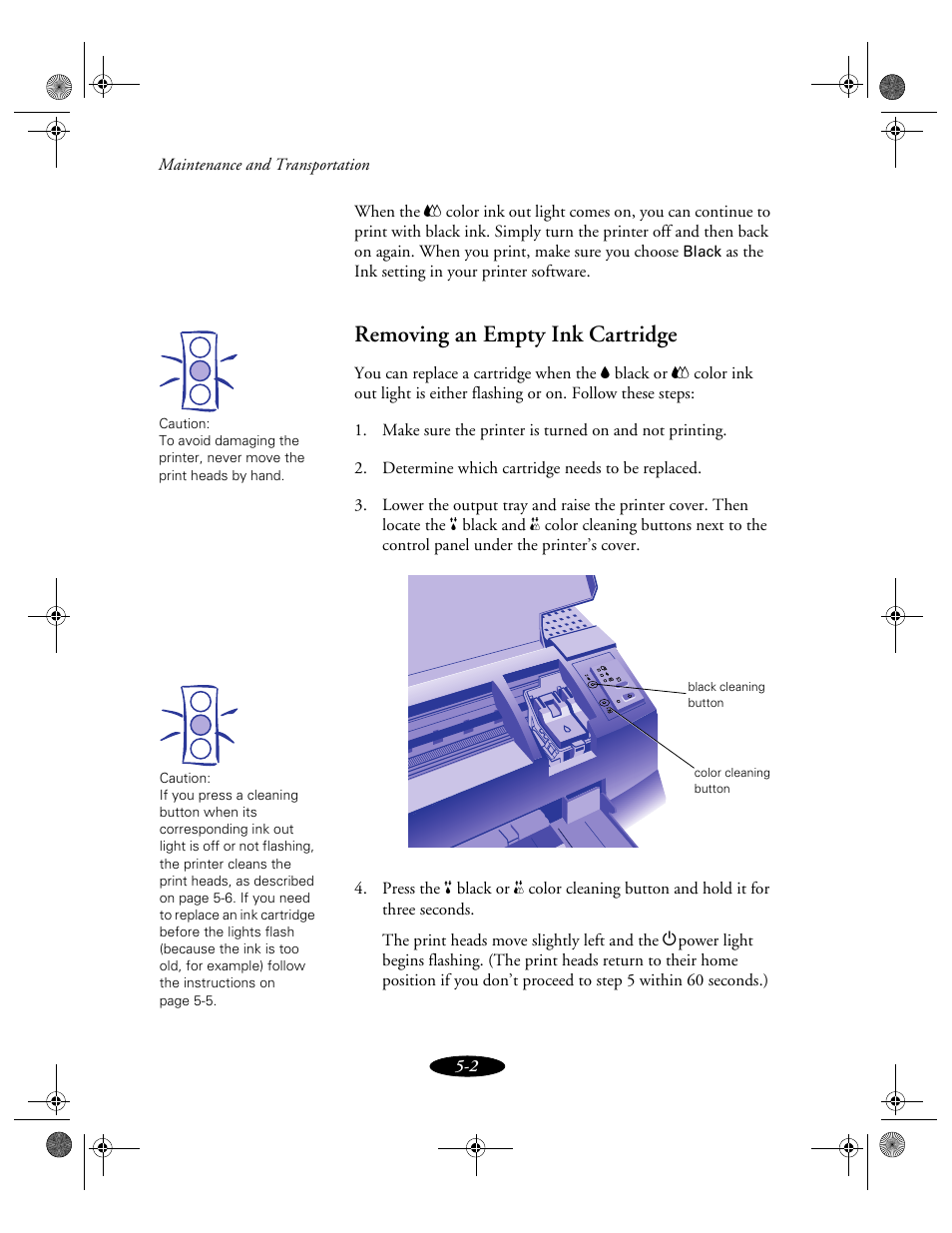 Removing an empty ink cartridge | Epson 850N User Manual | Page 94 / 179