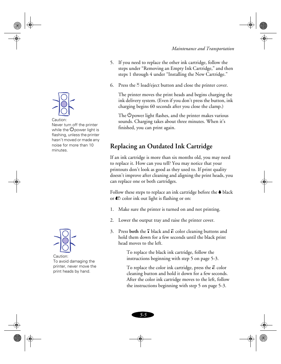 Replacing an outdated ink cartridge | Epson 850N User Manual | Page 97 / 179