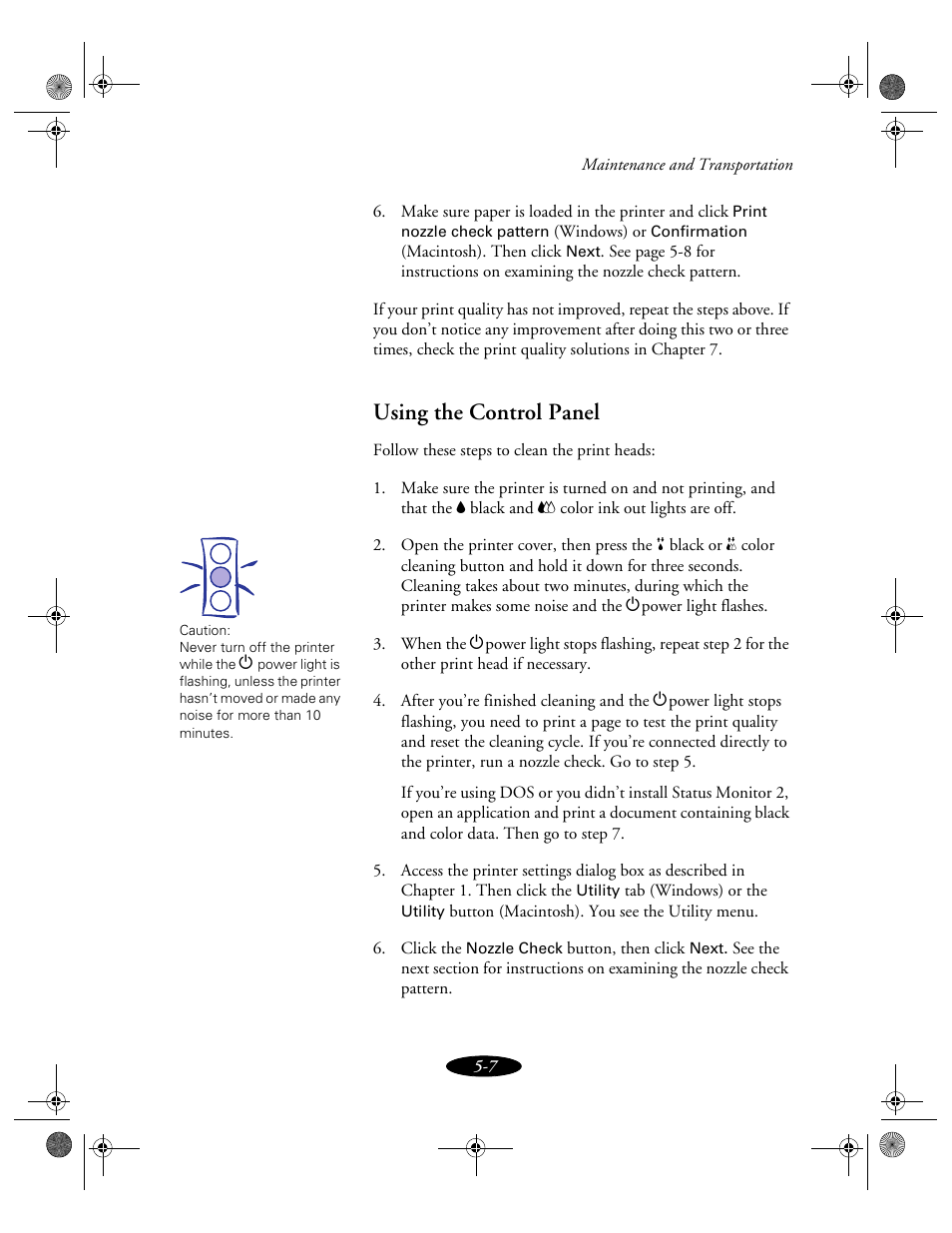 Using the control panel | Epson 850N User Manual | Page 99 / 179