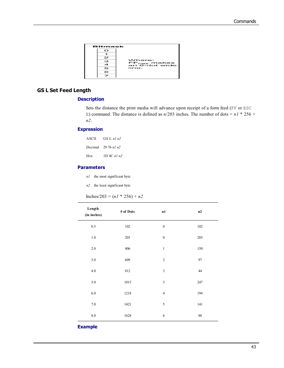 Gs l set feed length, Gs l | Epson LABELWRITER SE450 User Manual | Page 49 / 76