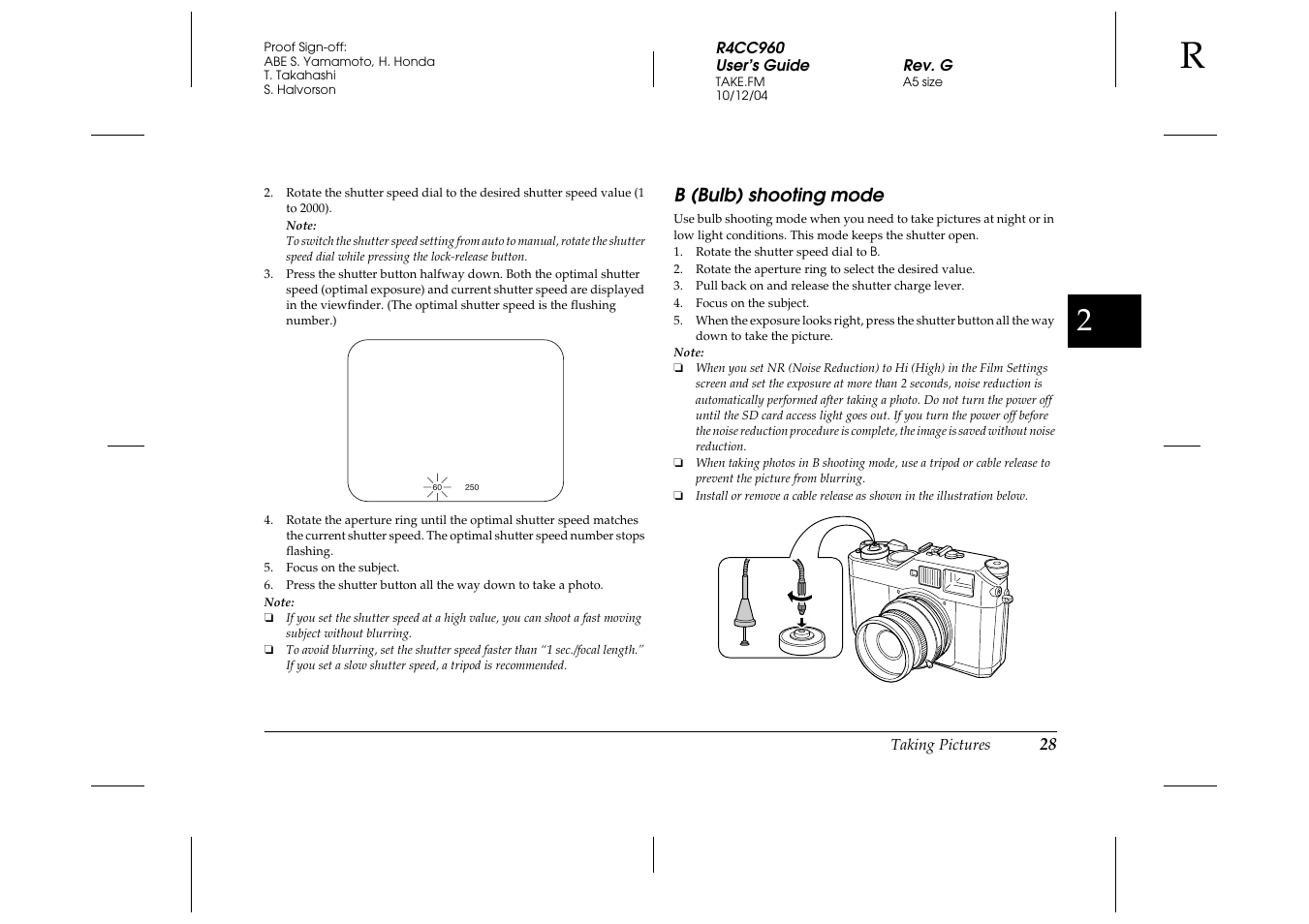 B (bulb) shooting mode | Epson R-D User Manual | Page 33 / 59