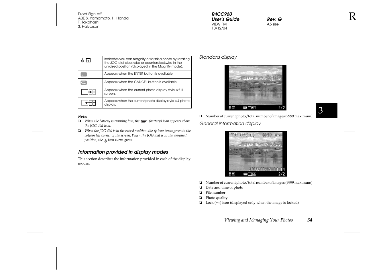 Information provided in display modes | Epson R-D User Manual | Page 39 / 59