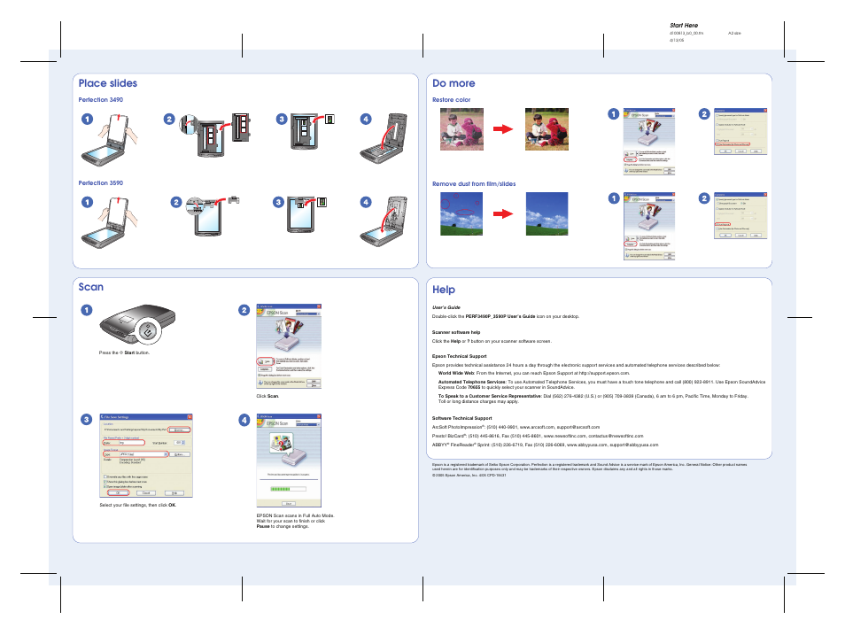 Place slides, Scan, Help | Do more | Epson PERFECTION 3490 User Manual | Page 3 / 4