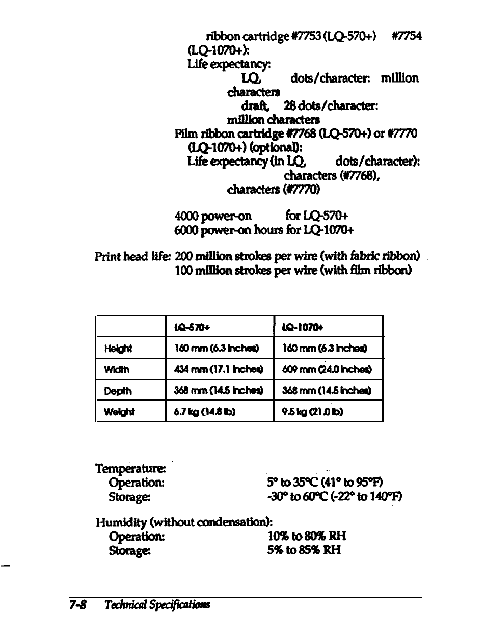 Environmental | Epson 24-PIN DOT MATRIX PRINTER LQ-570+ User Manual | Page 121 / 158