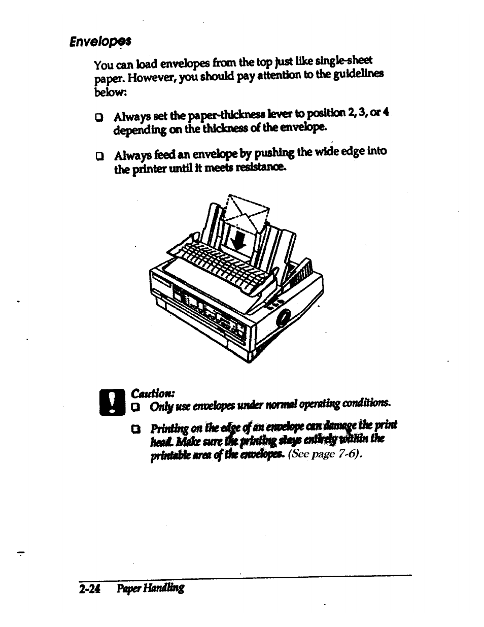 Envelopes | Epson 24-PIN DOT MATRIX PRINTER LQ-570+ User Manual | Page 58 / 158