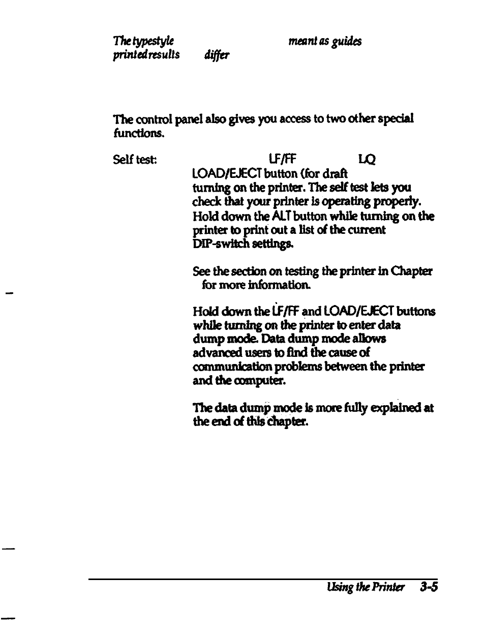 Other control-panel features, Other control-panel features -5 | Epson 24-PIN DOT MATRIX PRINTER LQ-570+ User Manual | Page 63 / 158