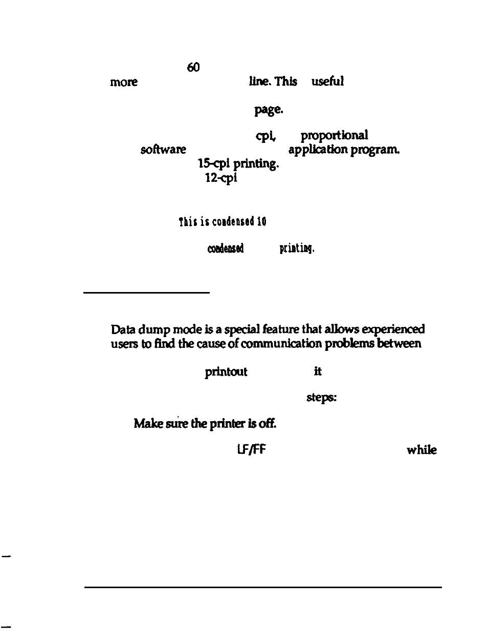 Condensed printing, Data dump mode | Epson 24-PIN DOT MATRIX PRINTER LQ-570+ User Manual | Page 82 / 158