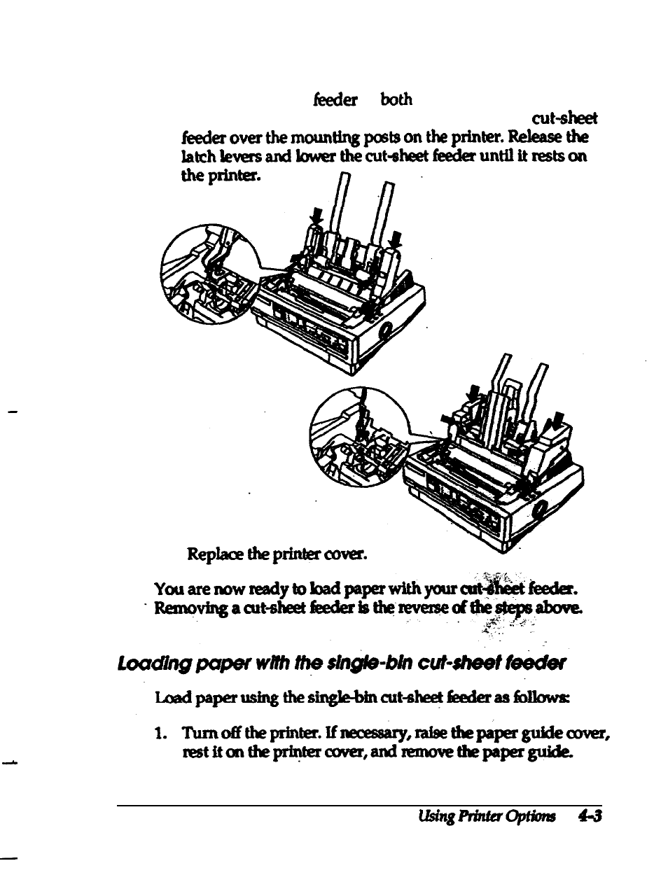 Loading paper with the single-bin cut-sheet feeder | Epson 24-PIN DOT MATRIX PRINTER LQ-570+ User Manual | Page 86 / 158