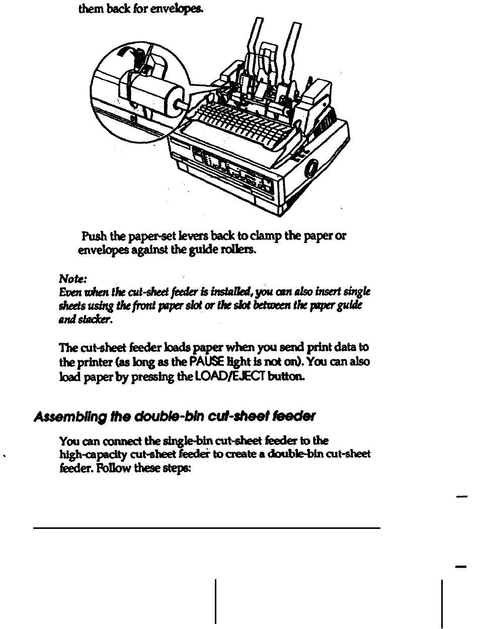 Assembling the double-bin cut-sheet feeder | Epson 24-PIN DOT MATRIX PRINTER LQ-570+ User Manual | Page 91 / 158