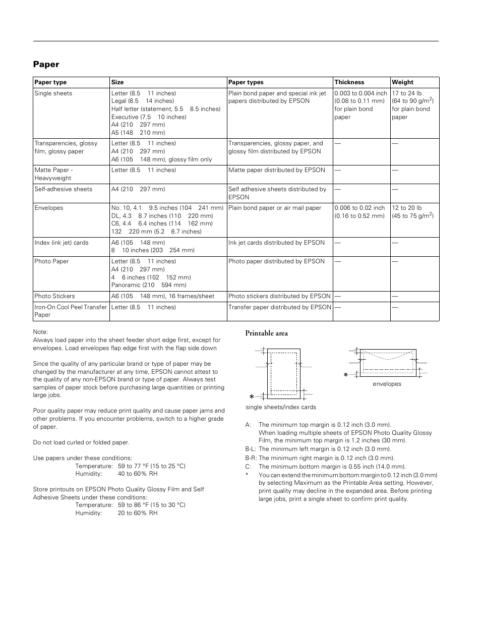 Paper, Epson stylus color 670 | Epson STYLUS 670 User Manual | Page 2 / 11