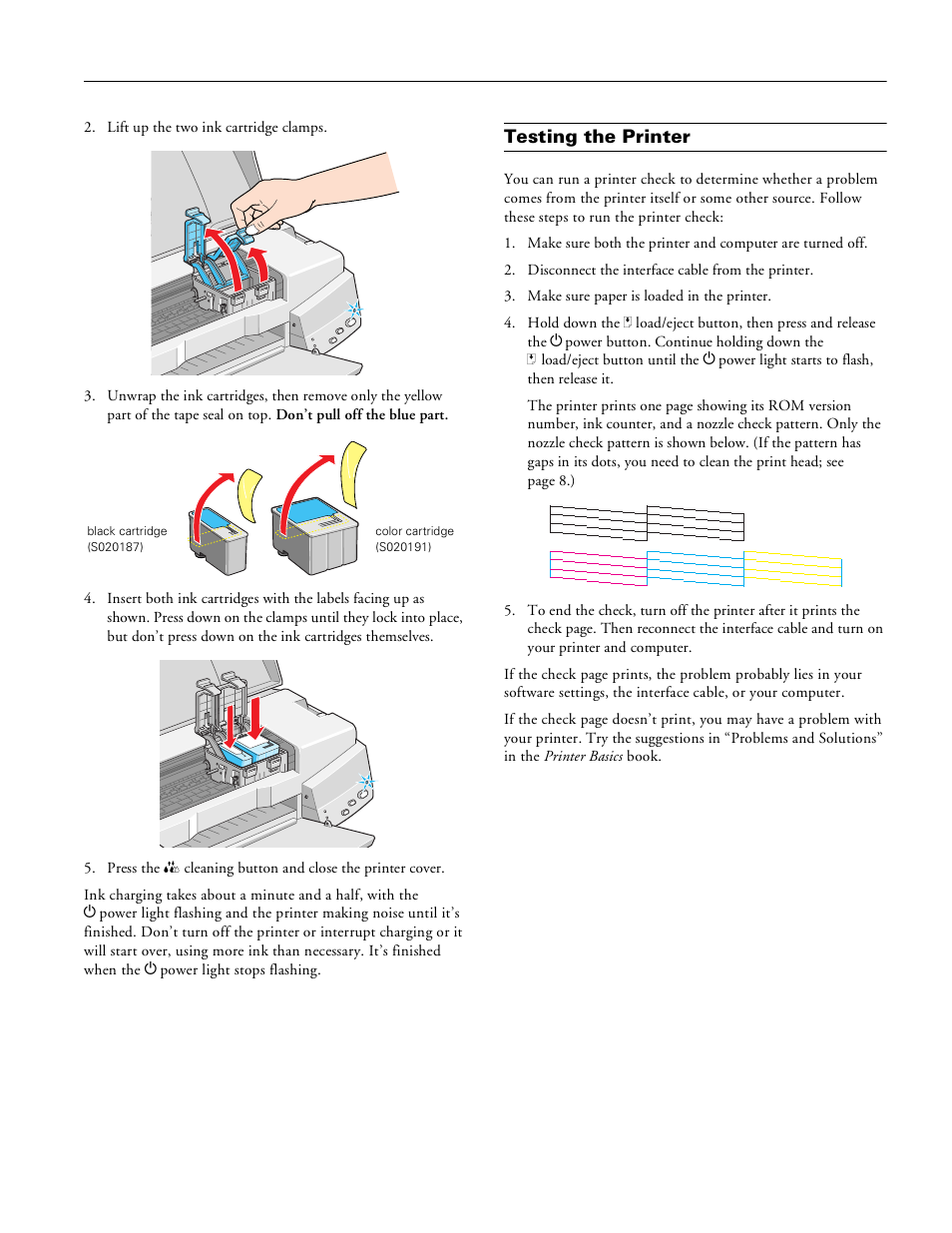 Testing the printer | Epson STYLUS 670 User Manual | Page 5 / 11