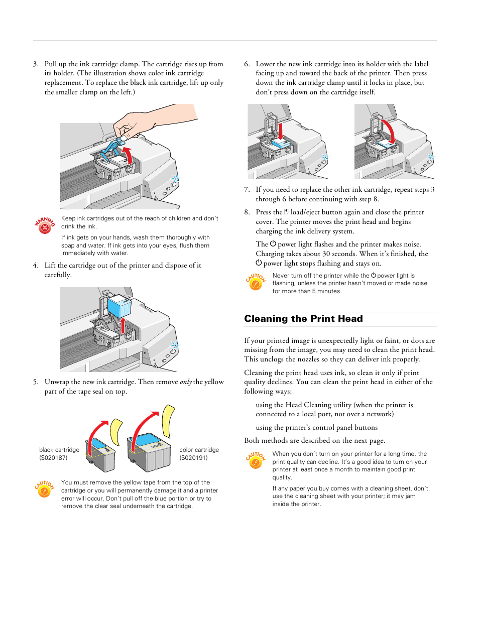 Cleaning the print head, Epson stylus color 670 | Epson STYLUS 670 User Manual | Page 8 / 11