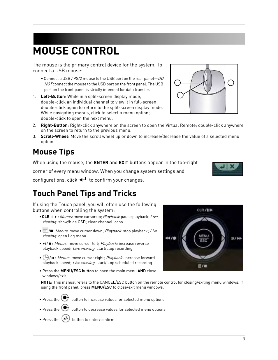 Mouse control, Mouse tips touch panel tips and tricks, Mouse tips | Touch panel tips and tricks | Epson TOUCH DH200 User Manual | Page 17 / 106