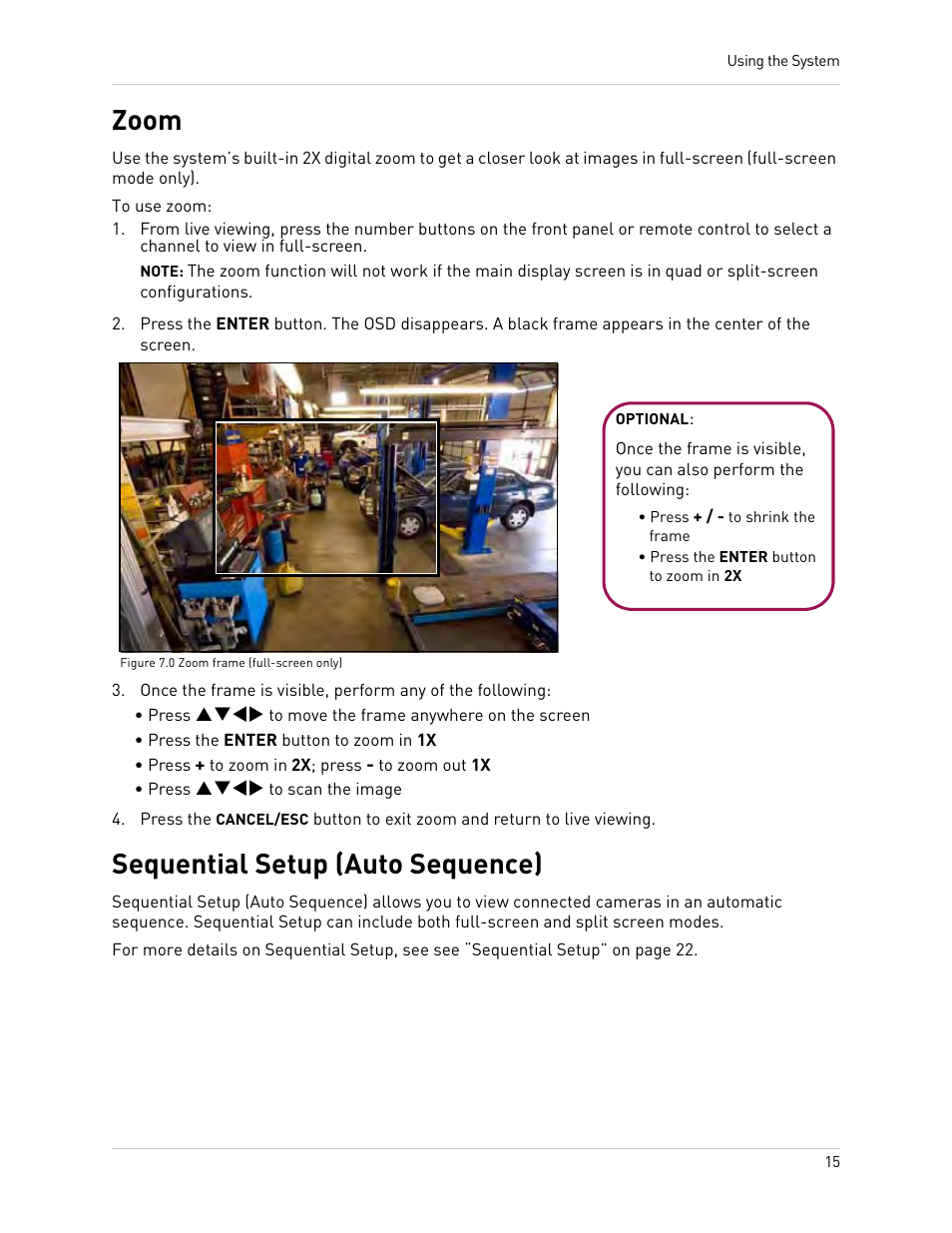 Zoom sequential setup (auto sequence), Zoom, Sequential setup (auto sequence) | Epson TOUCH DH200 User Manual | Page 25 / 106