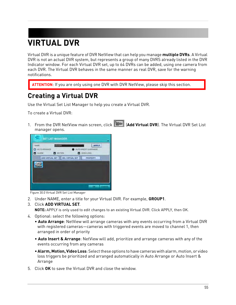 Figure 30.0 virtual dvr set list manager, Click add virtual set, Optional: select the following options | Virtual dvr, Creating a virtual dvr | Epson TOUCH DH200 User Manual | Page 65 / 106