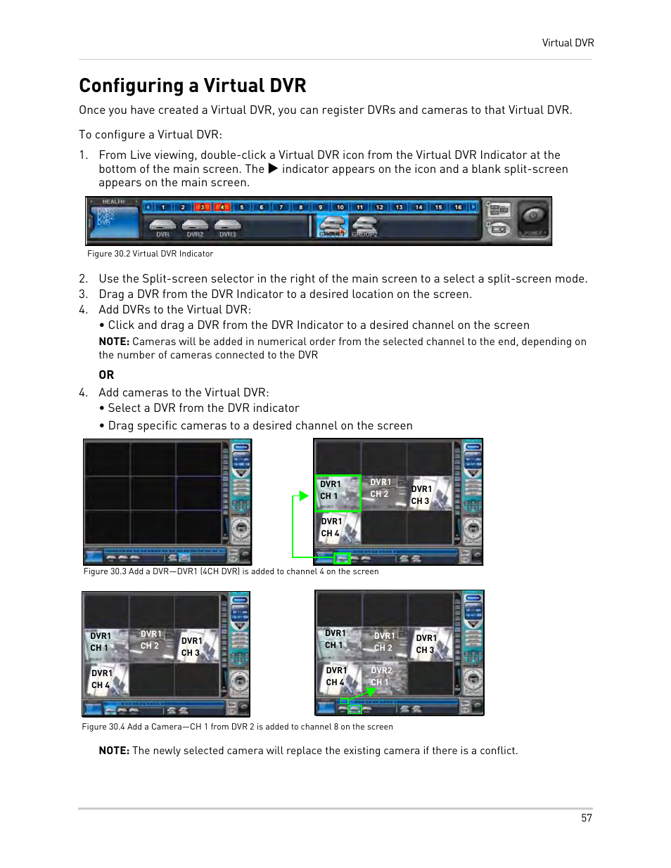 Figure 30.2 virtual dvr indicator, Add dvrs to the virtual dvr, Add cameras to the virtual dvr | Configuring a virtual dvr | Epson TOUCH DH200 User Manual | Page 67 / 106