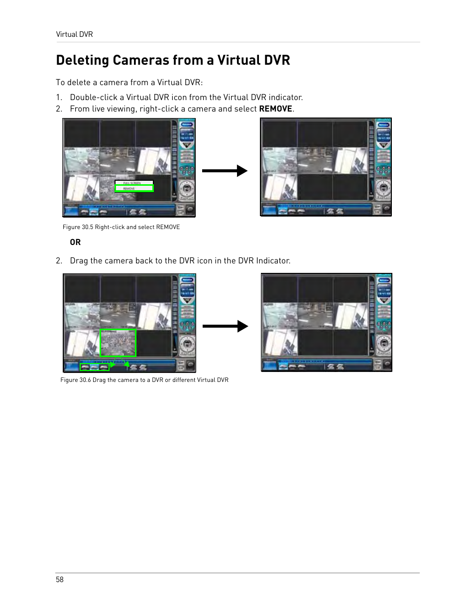 Figure 30.5 right-click and select remove, Deleting cameras from a virtual dvr | Epson TOUCH DH200 User Manual | Page 68 / 106