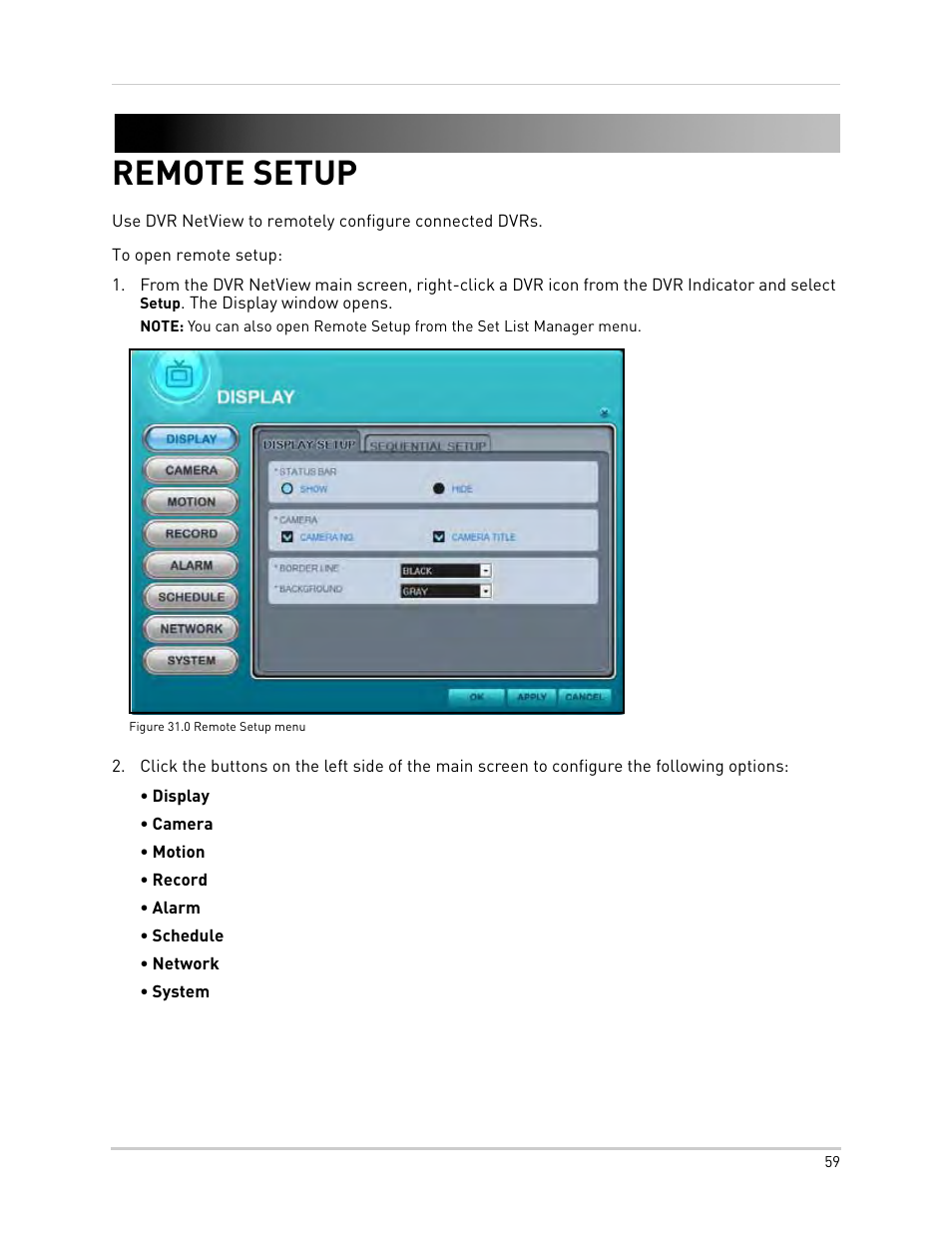 Figure 31.0 remote setup menu, Remote setup | Epson TOUCH DH200 User Manual | Page 69 / 106