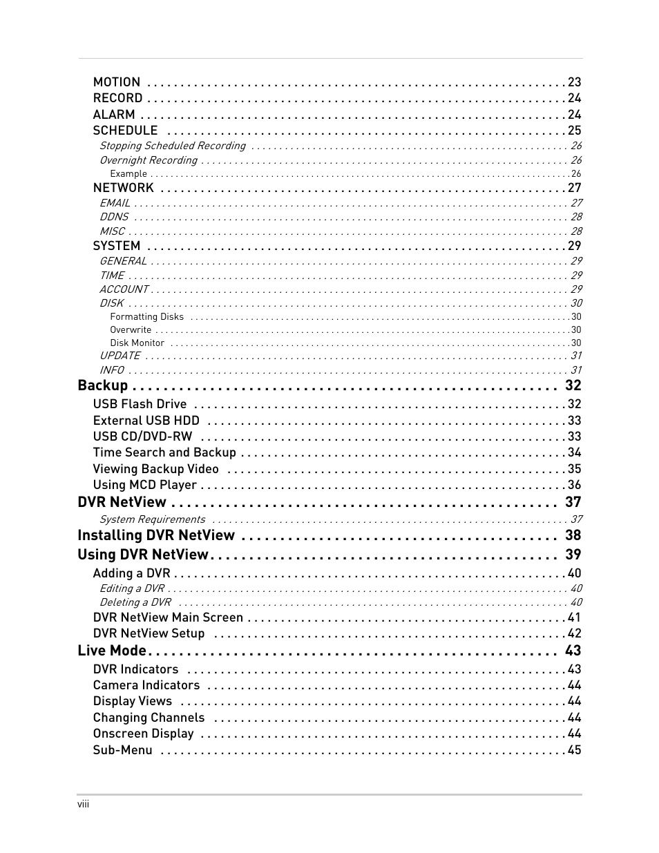 Backup, Dvr netview, Installing dvr netview using dvr netview | Live mode | Epson TOUCH DH200 User Manual | Page 8 / 106