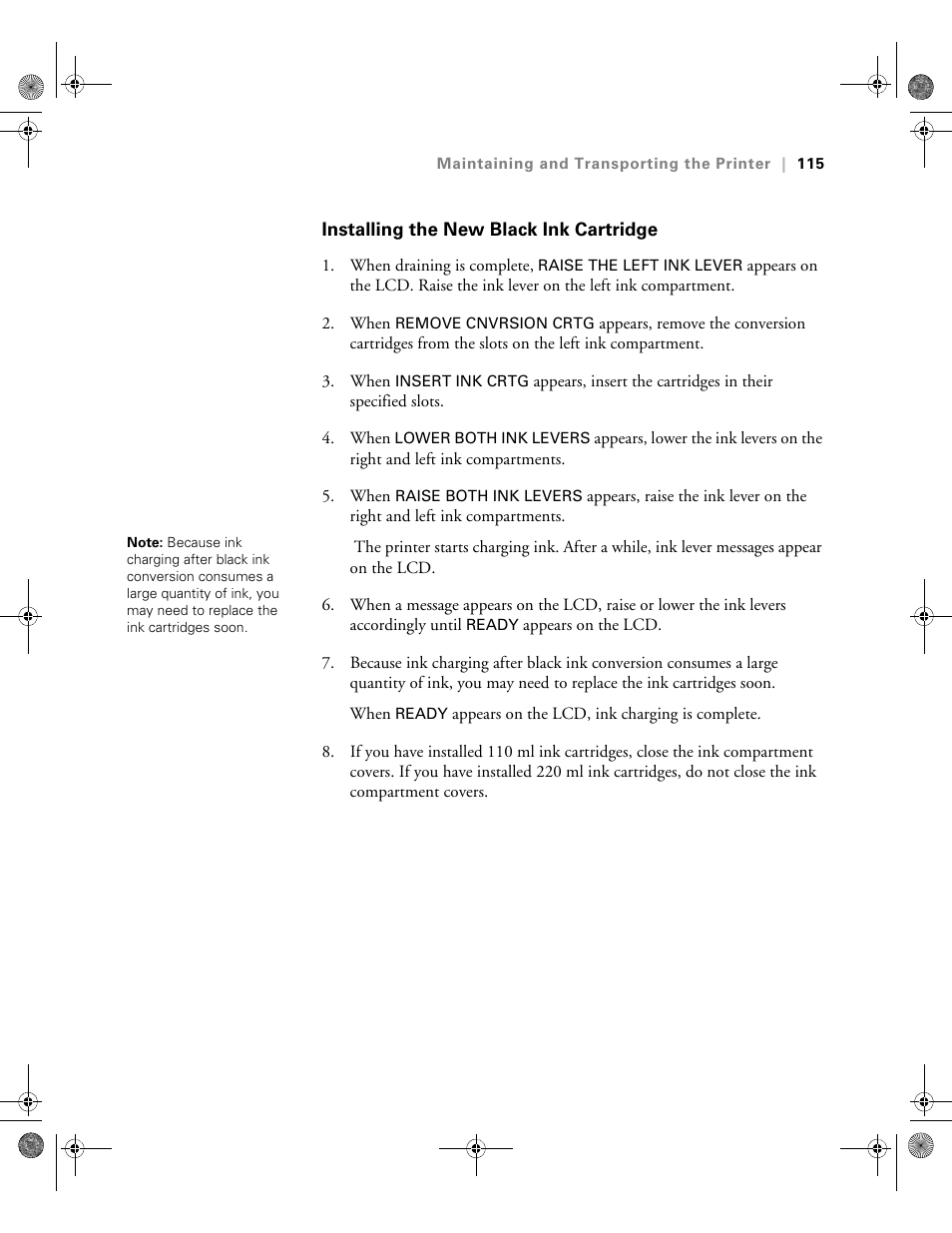 Installing the new black ink cartridge | Epson PRO 4800 User Manual | Page 115 / 160