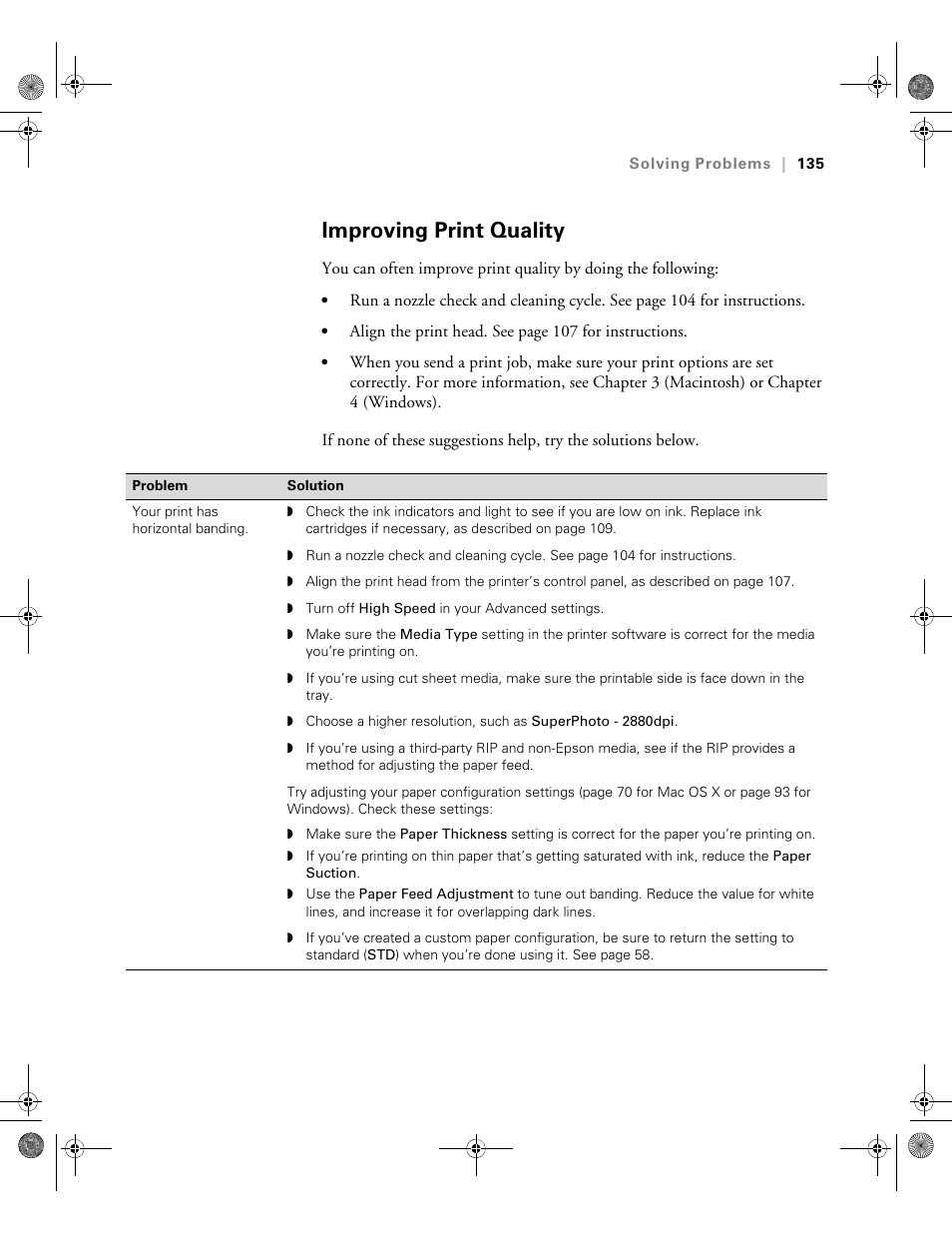 Improving print quality | Epson PRO 4800 User Manual | Page 135 / 160