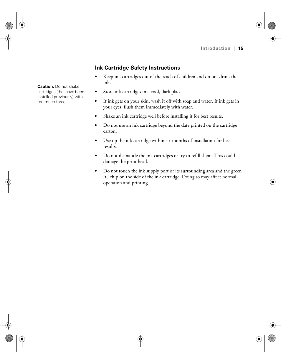 Ink cartridge safety instructions | Epson PRO 4800 User Manual | Page 15 / 160