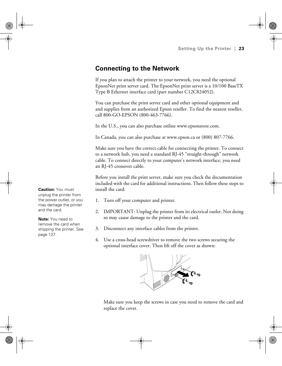 Connecting to the network | Epson PRO 4800 User Manual | Page 23 / 160