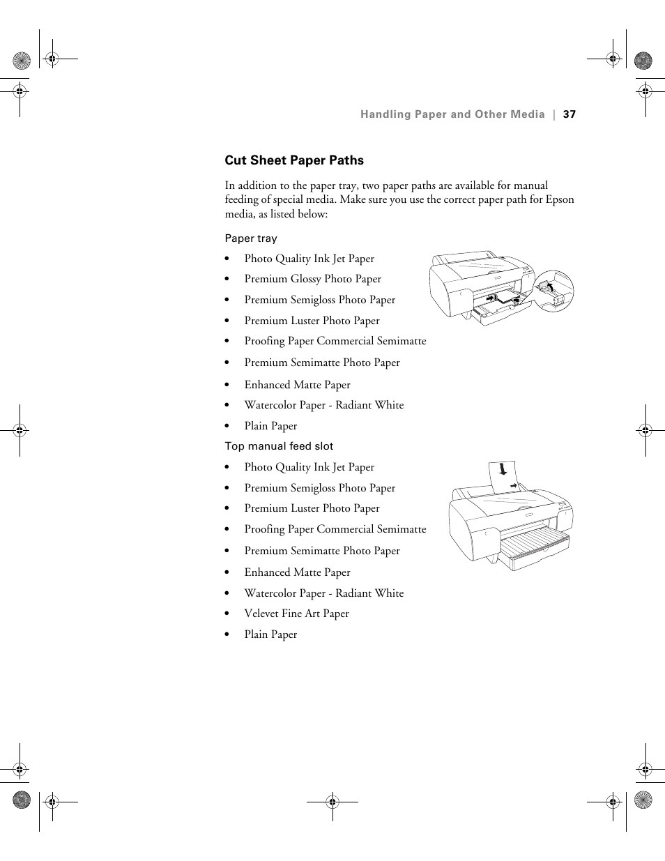 Cut sheet paper paths | Epson PRO 4800 User Manual | Page 37 / 160