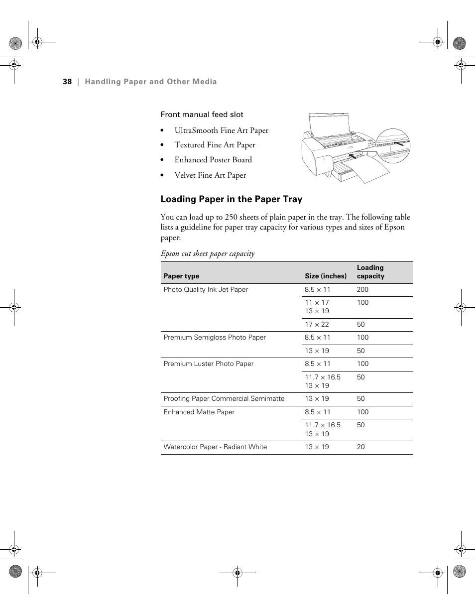 Loading paper in the paper tray | Epson PRO 4800 User Manual | Page 38 / 160