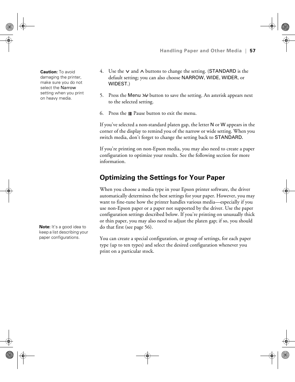 Optimizing the settings for your paper | Epson PRO 4800 User Manual | Page 57 / 160